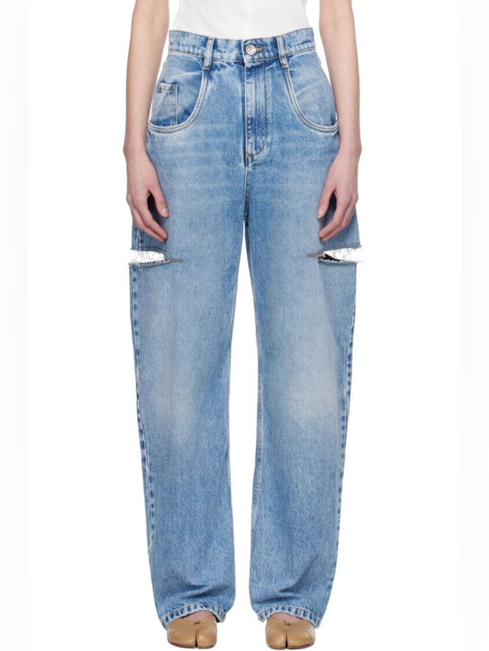 NWT Maison Margiela Wide-Leg Slashed Cut-Out Jeans - size 42